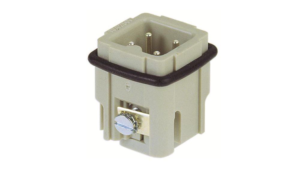 Heavy Duty Connector Insert, Plug, 3A, Screw Terminal, Positions - 4